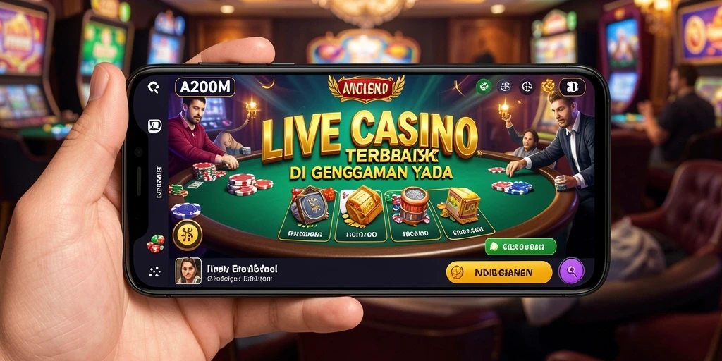 Tangkapan layar gameplay A200M menampilkan suasana Live Casino yang menarik.