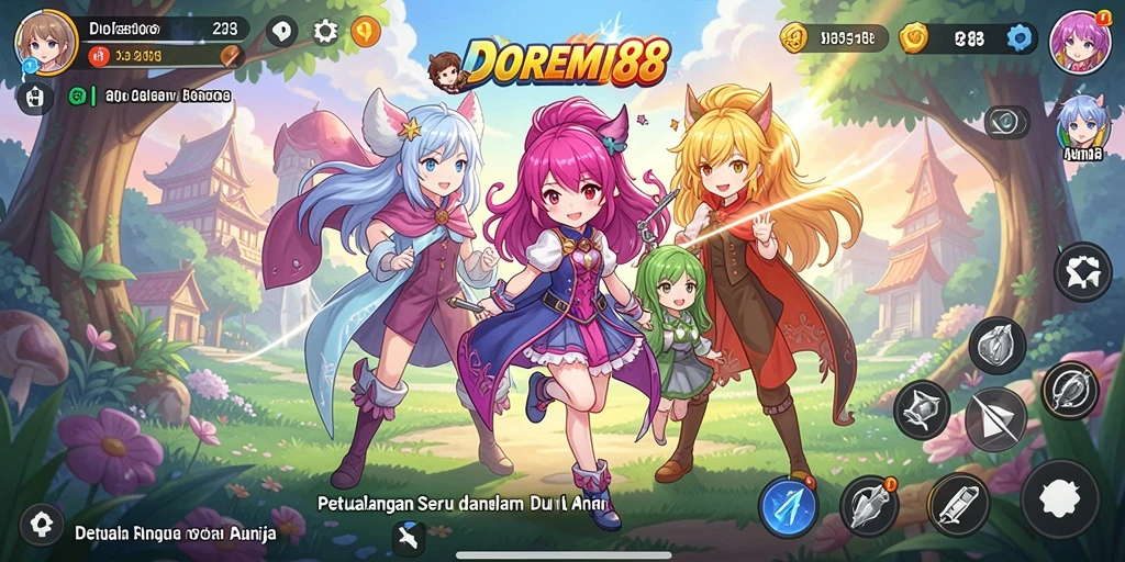 Screenshot DOREMI88 menampilkan aksi bertarung seru dalam dunia anime.