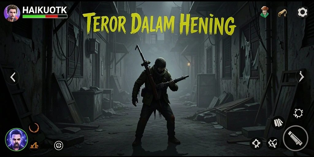 Tangkapan layar HAIKUOTK yang menggambarkan suasana gameplay Horror yang mencekam.