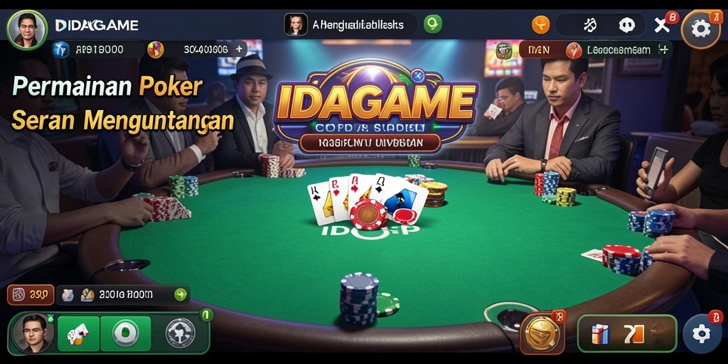 Tampilan gameplay poker seru di IDAGAME dengan grafis menawan.