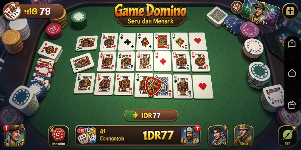 Screenshot IDR77 menampilkan gameplay seru dalam permainan Domino.