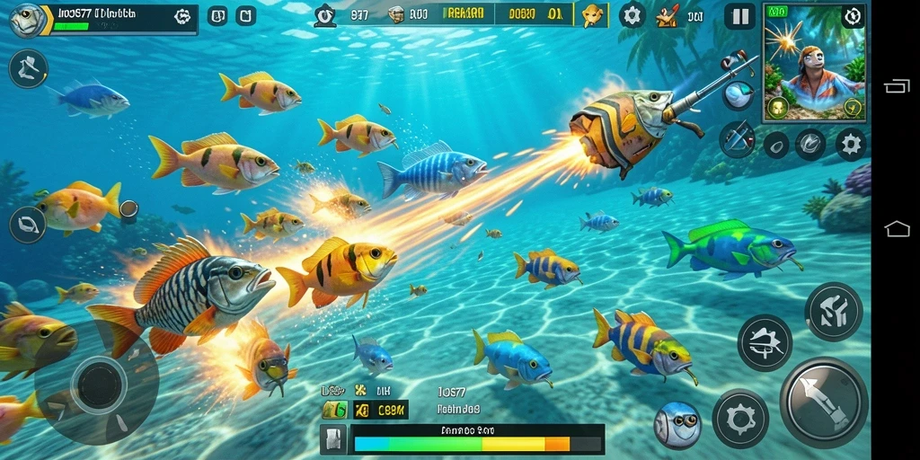 Screenshot gameplay JOS77 yang menampilkan aksi menembak ikan.