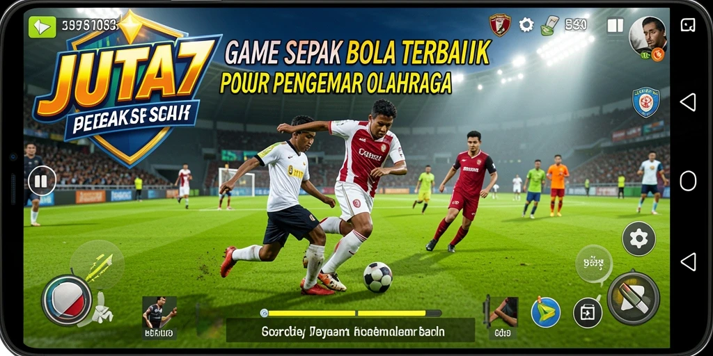 Tampilan gameplay <strong>JUTA7</strong> yang mendebarkan dan penuh aksi sepak bola.