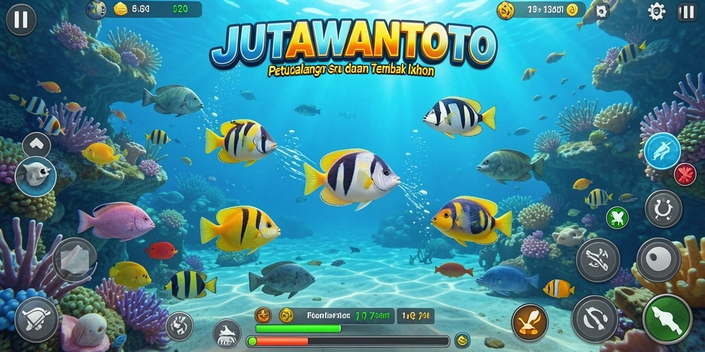 Screenshot gameplay menembak ikan yang seru di JUTAWANTOTO.