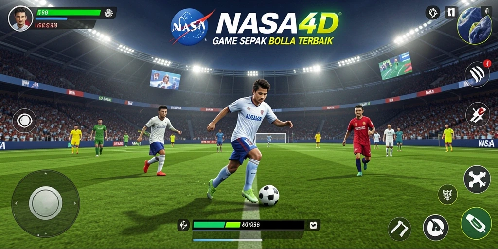 Tangkapan layar menampilkan gameplay menarik dari NASA4D dengan aksi sepak bola mendebarkan.