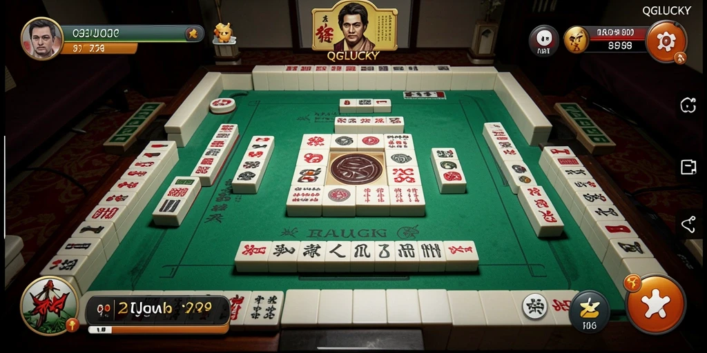 Screenshot gameplay QGLUCKY menampilkan suasana bermain Mahjong yang menarik.