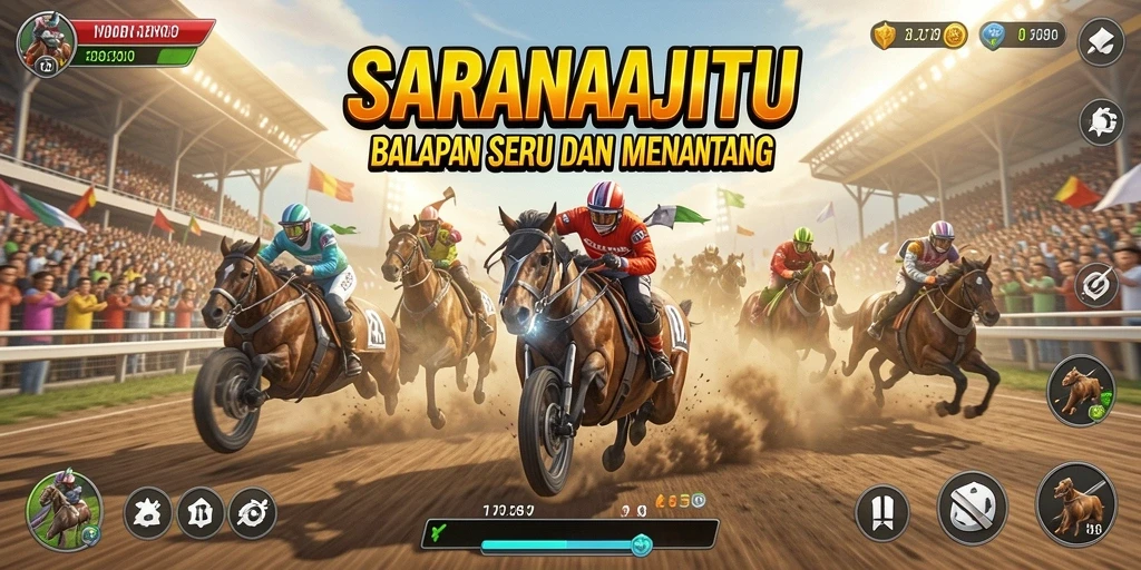 Tampilan gameplay SARANAJITU dengan balapan mendebarkan.