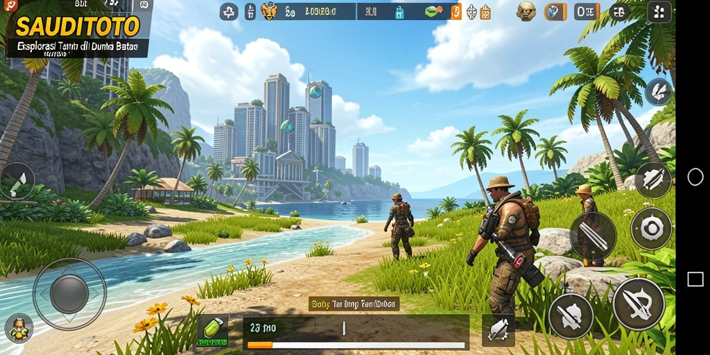 Tampilan gameplay SAUDITOTO yang penuh petualangan dalam dunia terbuka.